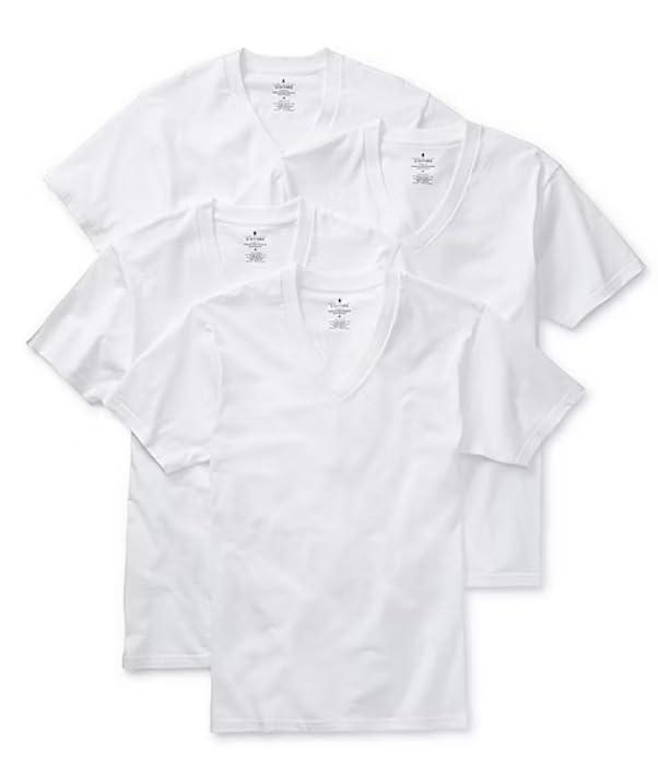 Stafford 4-pk. Heavyweight V-Neck T-Shirts (L) White