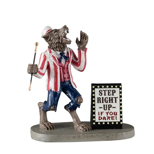 Lemax Spooky Town Carnival Barker #42309, Blue Orange