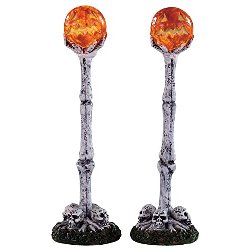 Lemax Spooky Town Lighted Lantern Bone Post, Set of 2, B/O (4.5V) #94490