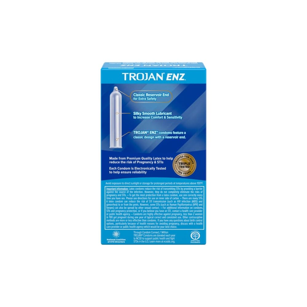 Trojan Enz Condoms Lubricants, 12 Ea(3 Pack)