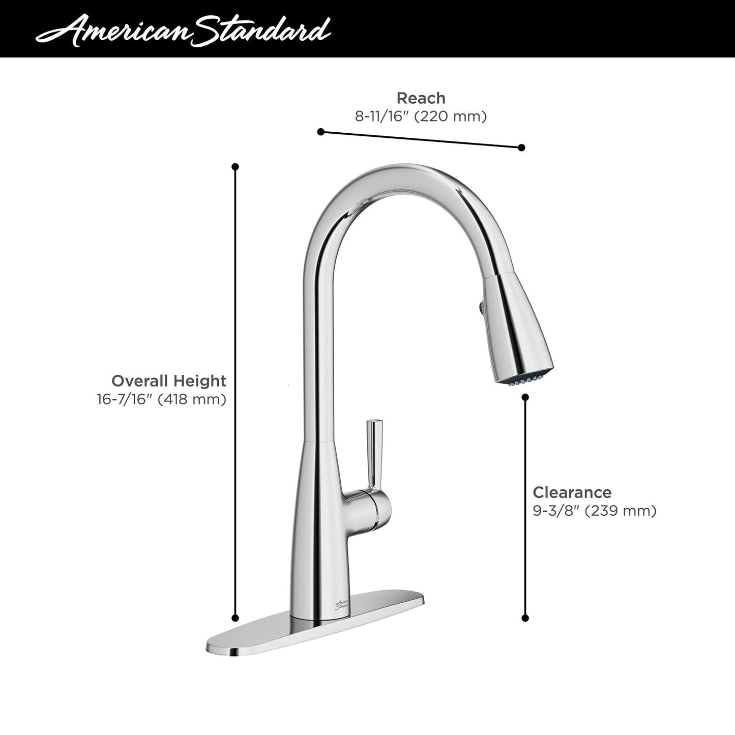 Glacier Bay American Standard Fairbury 2S Single-Handle Pull-Down Sprayer Kitchen Faucet in Stainless Steel, Silver