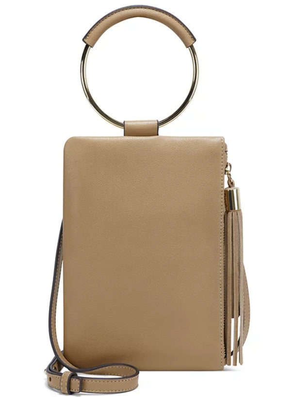 INC Charlii bangle handle faux-leather women's crossbody bag clutch - CAMEL/TAN