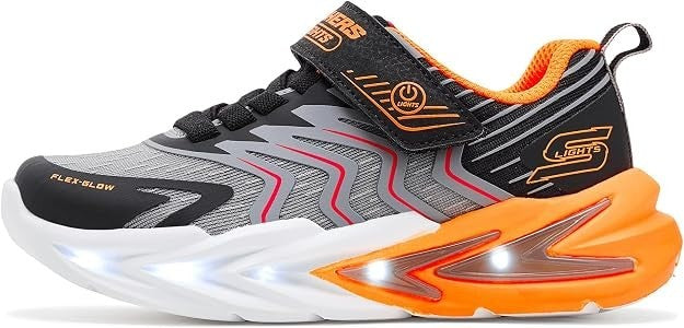 NEW BOYS SKECHERS S LIGHTS FLEX GLOW ULTRA PRISM PACER Black/Charcoal MESH Shoes