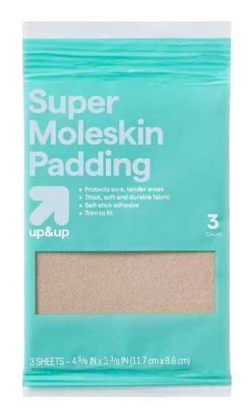 Super Moleskin Soft Padding Protects Sore Areas 3 Sheets 4.5/8 X 3.3/8
