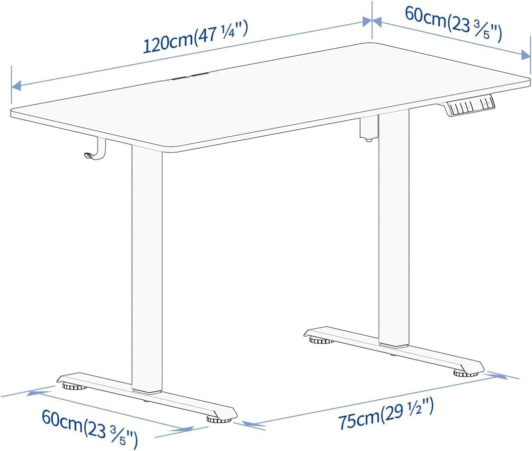 28-48" Electric Sitting Standing-up Desk Adjustable Height Computer Table Office