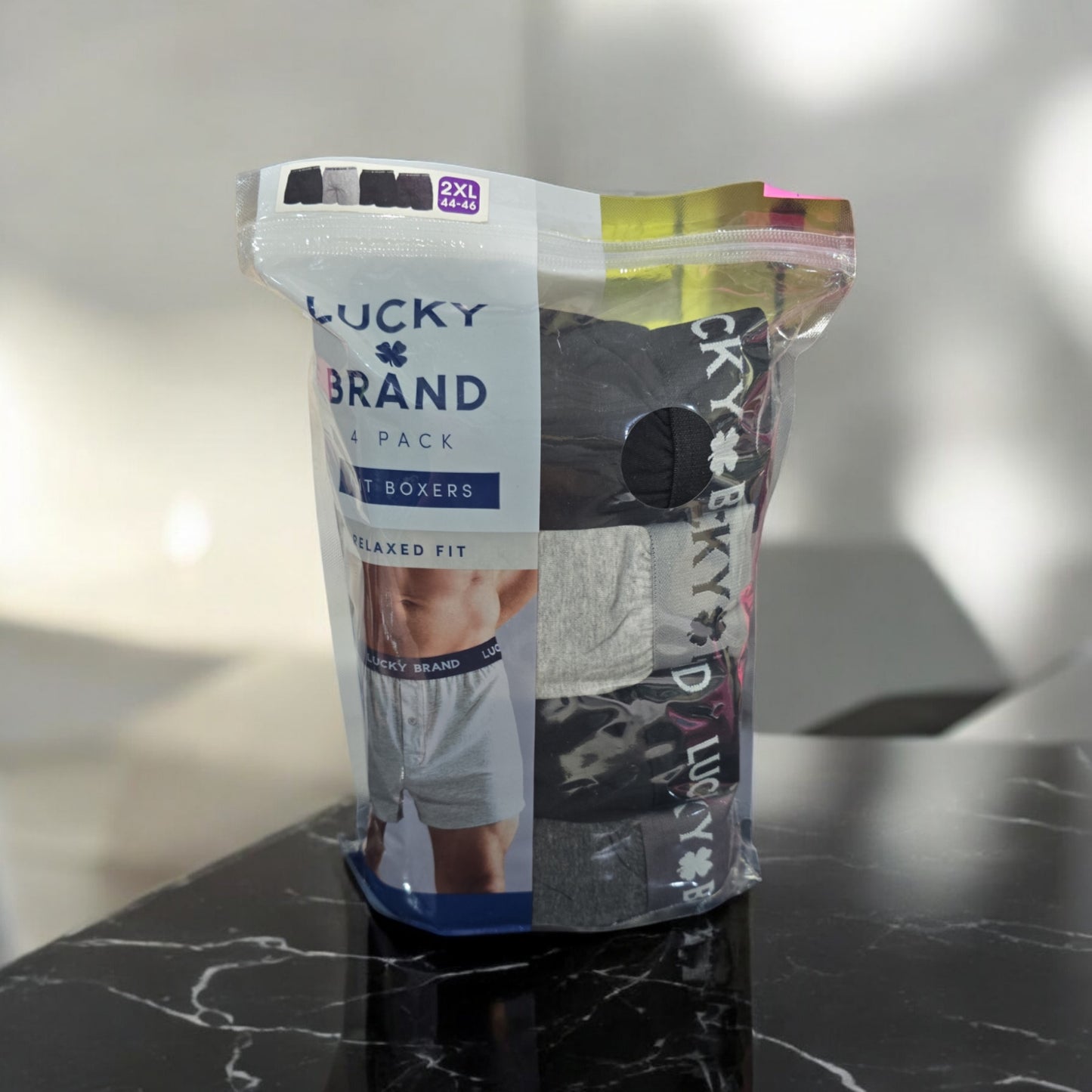 Lucky Brand Men's 4-Pack Knit Boxer, Relaxed Fit, Gray Multi, 2XL(44-46)