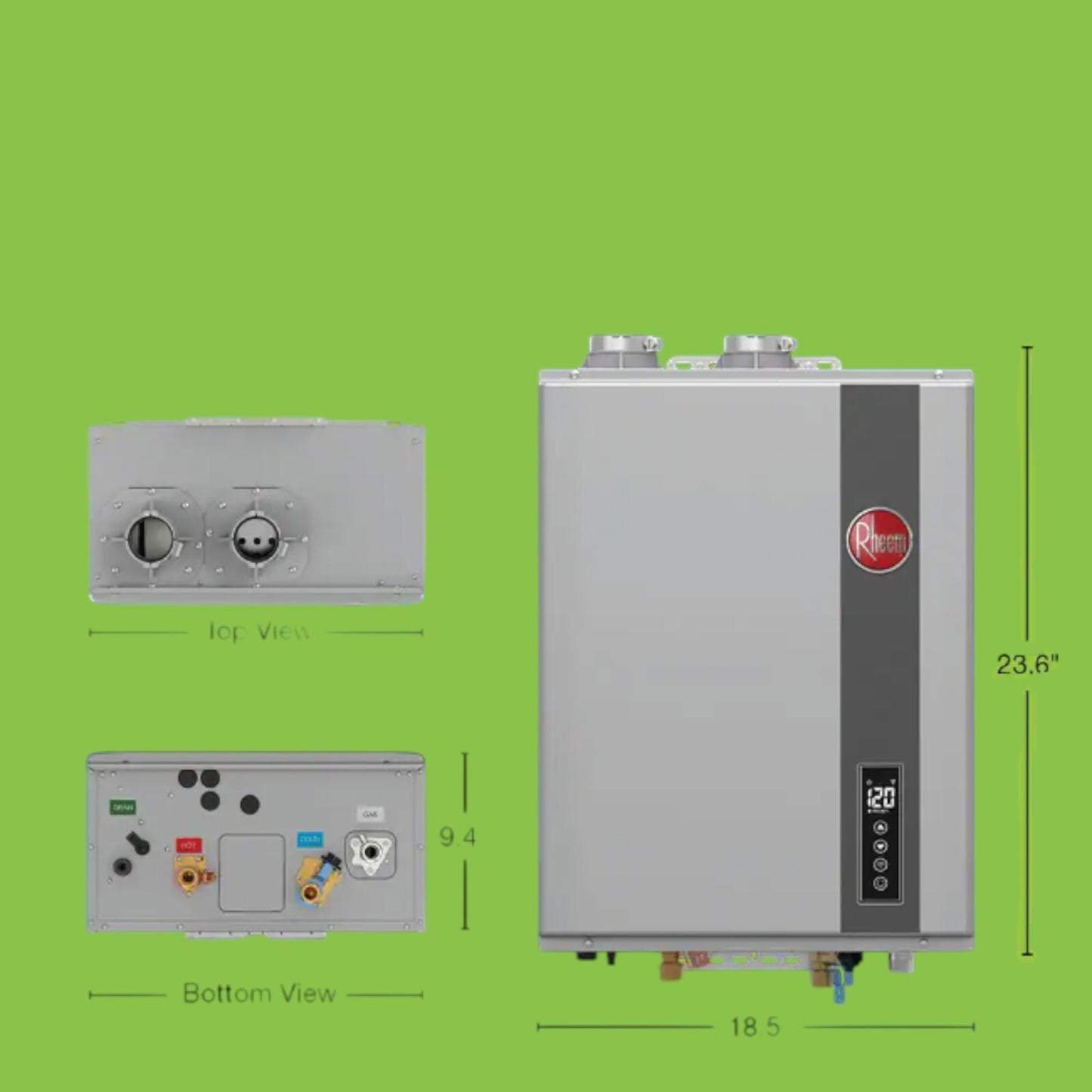 Rheem 9.5 GPM Smart High Efficiency In/Outdoor Natural Gas Tankless Water Heater