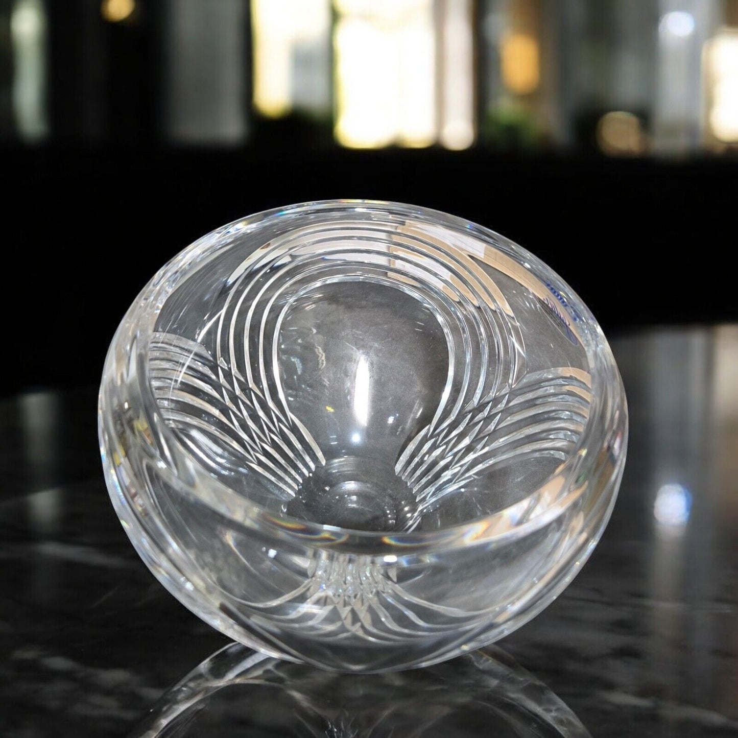 Vintage Julia Genuine Handcut Lead Crystal 24% Glass Ball Bowl Poland