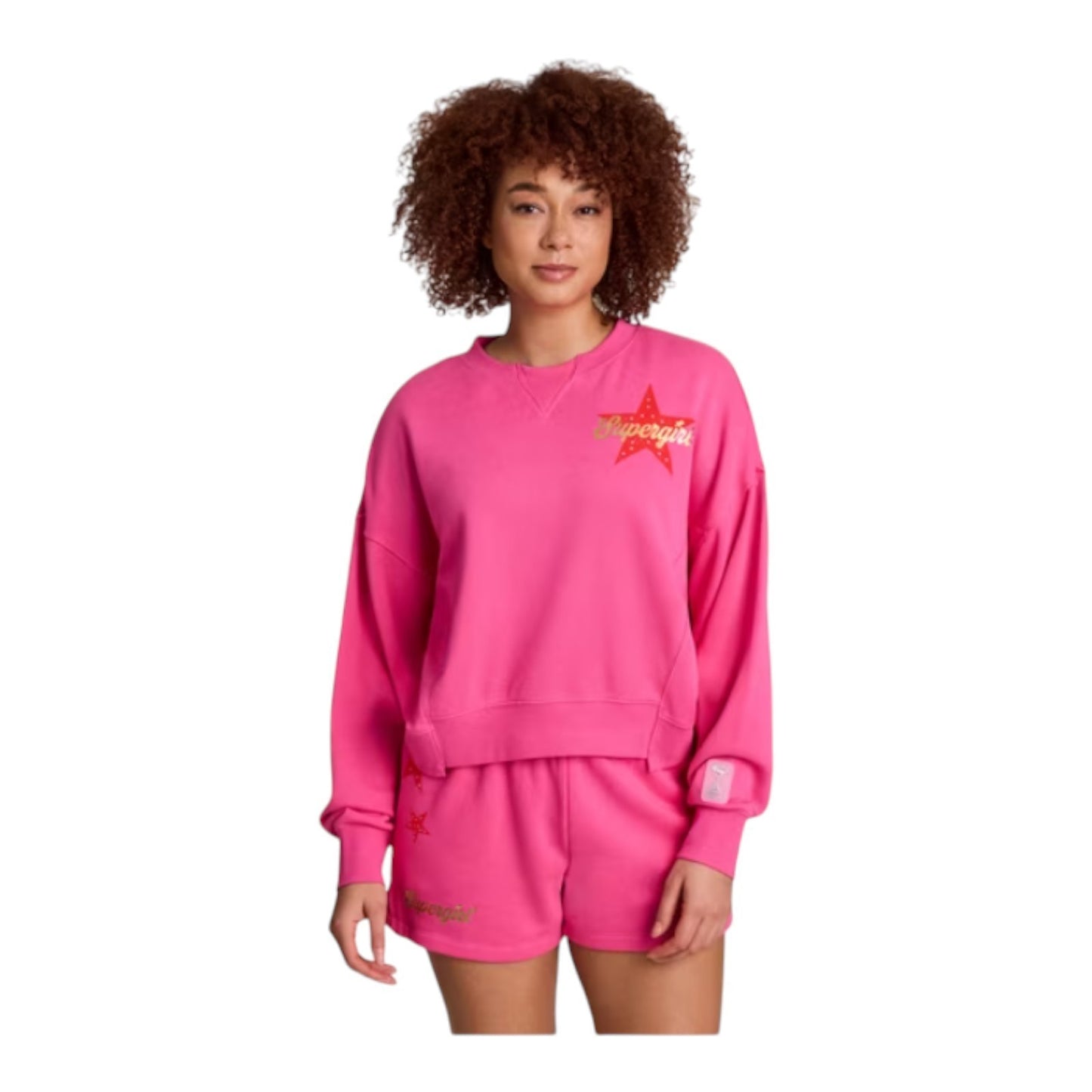 Reebok Women's Supergirl Graphic Sweatshirt & French Terry Graphic Shorts