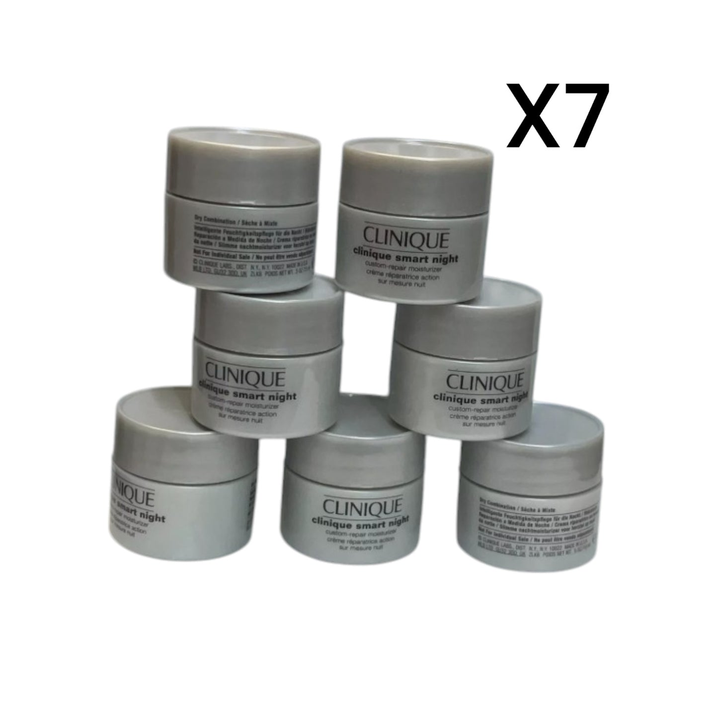 7 X CLINIQUE SMART NIGHT CUSTOM REPAIR MOISTURIZER CREAM - DRY COMBINATION-0.5X7