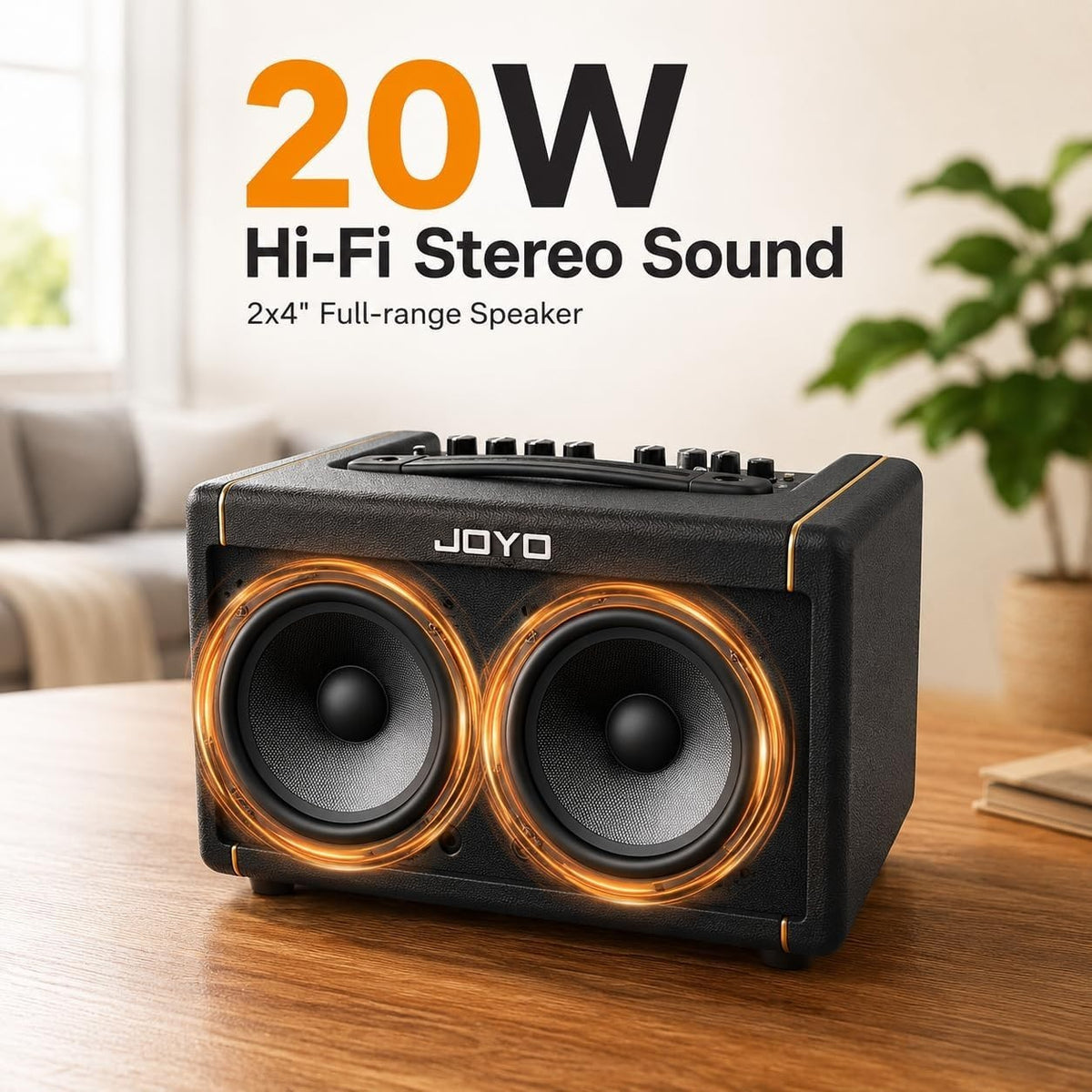 20W Acoustic Guitar Amp Battery-Powered Portable Stereo Amplifier with Blueto...