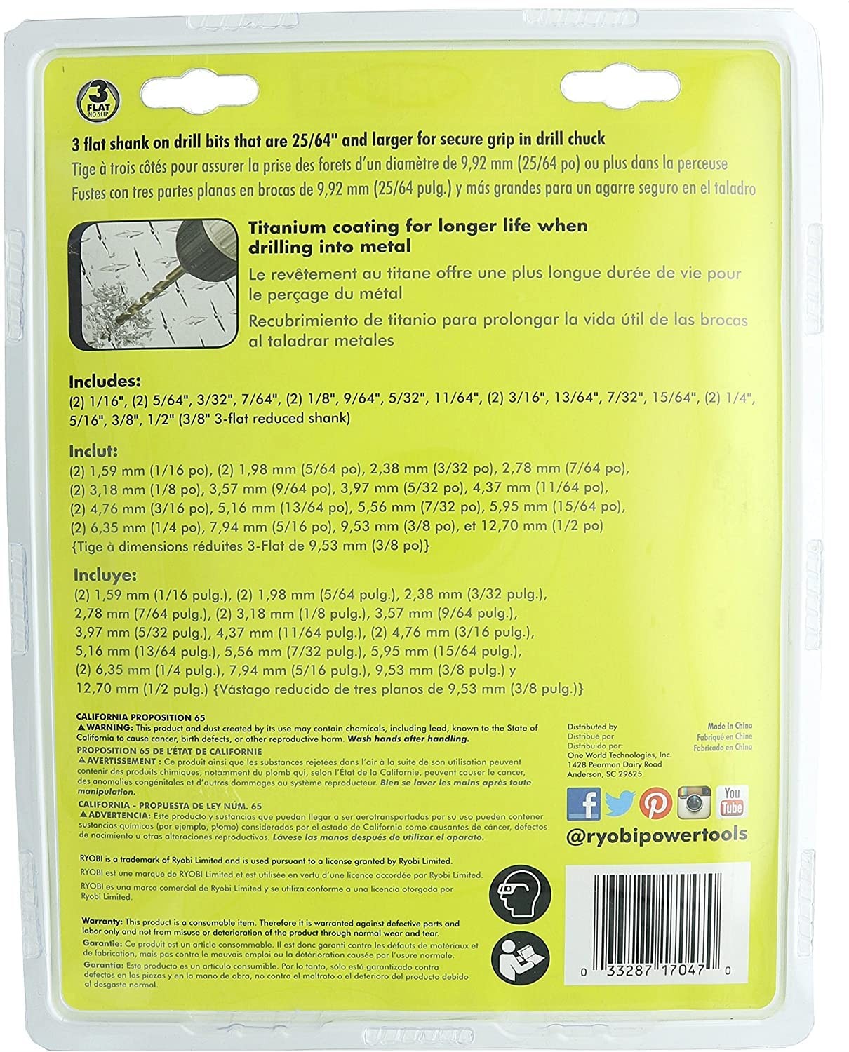 Ryobi A972102 Titanium Coated Drill Bit Set (21-Piece)