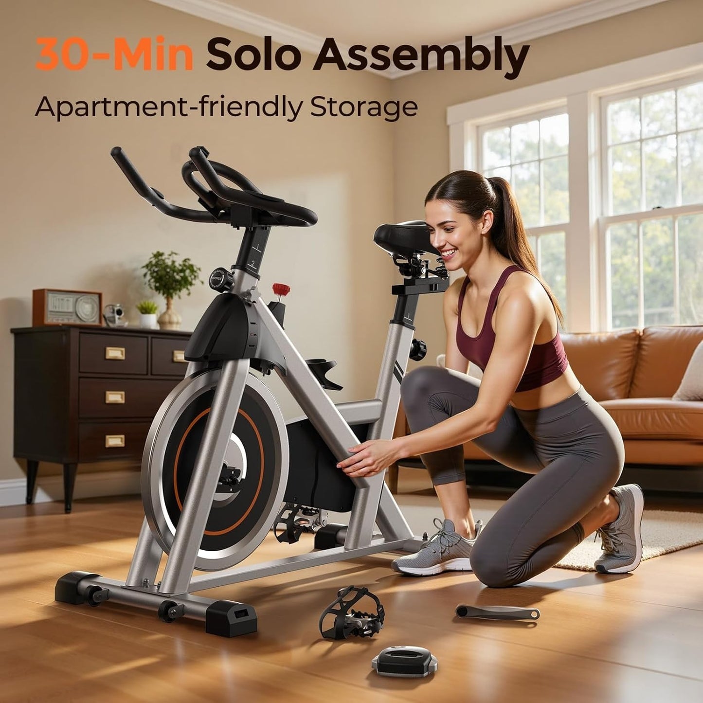 YOSUDA Exercise Bike, Brake Pad Stationary Bike for Home with Exclusive App,