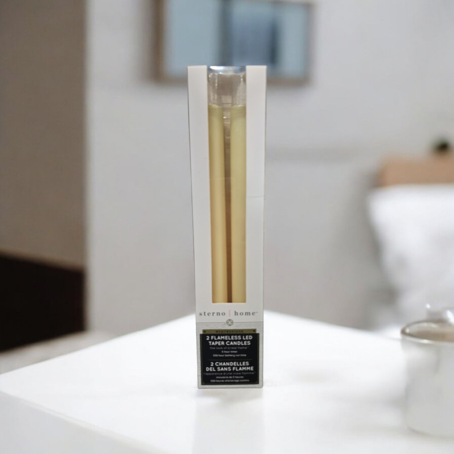 Sterno Home Flicker LED Taper Candle Set, Cream