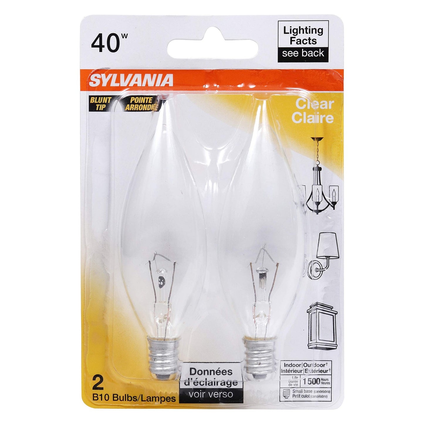 Sylvania 13681 - 40B10C/T/BL/2PK 120V B10 Decor Torpedo Light Bulb