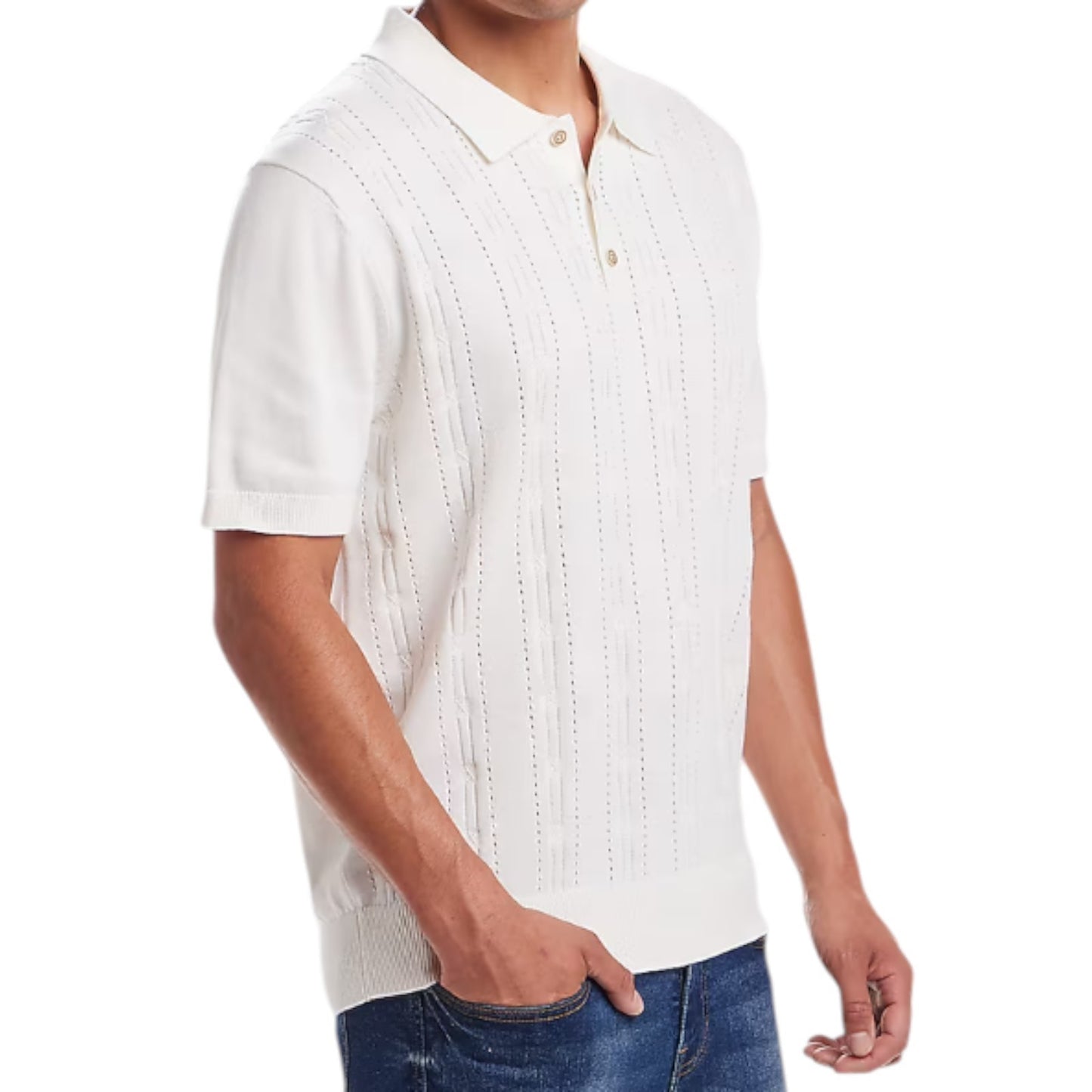 Weatherproof Vintage Classic Fit Pointelle Polo Sweater
