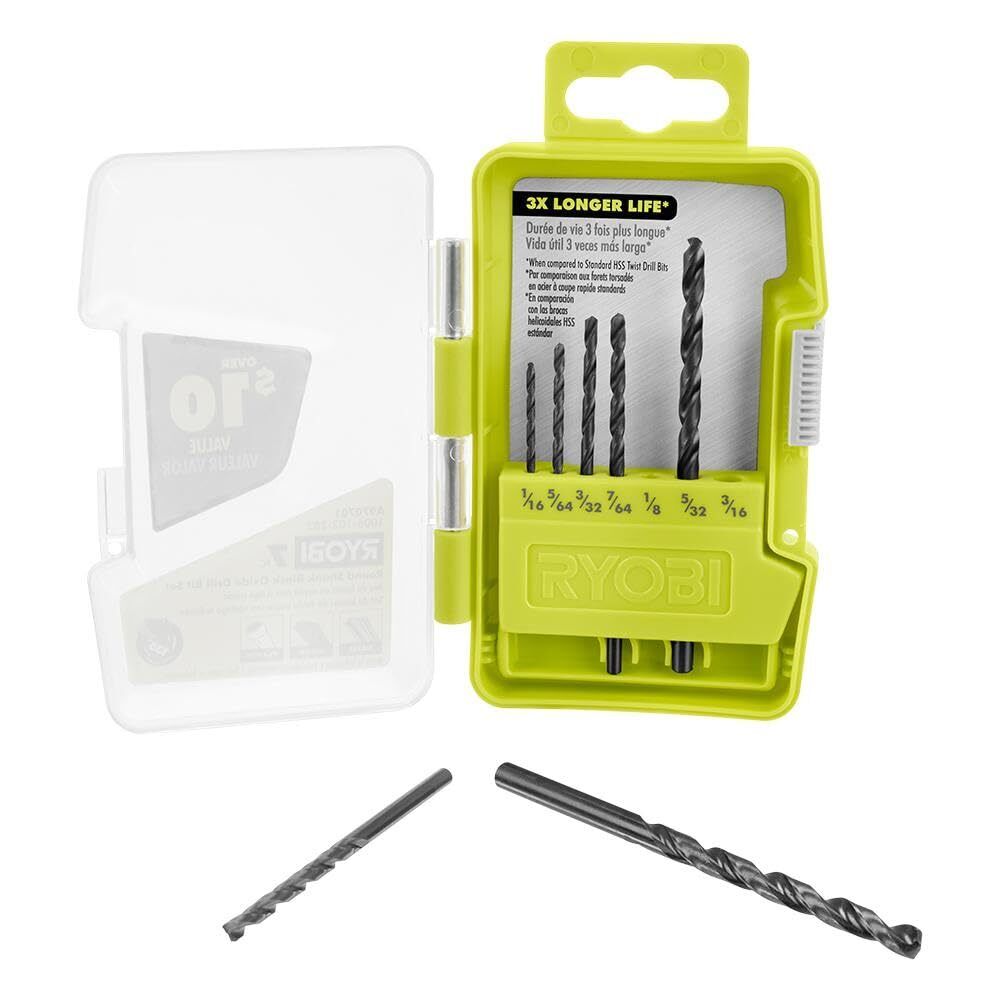 Ryobi 7 PC. Round Shank Black Oxide Drill Bit Set