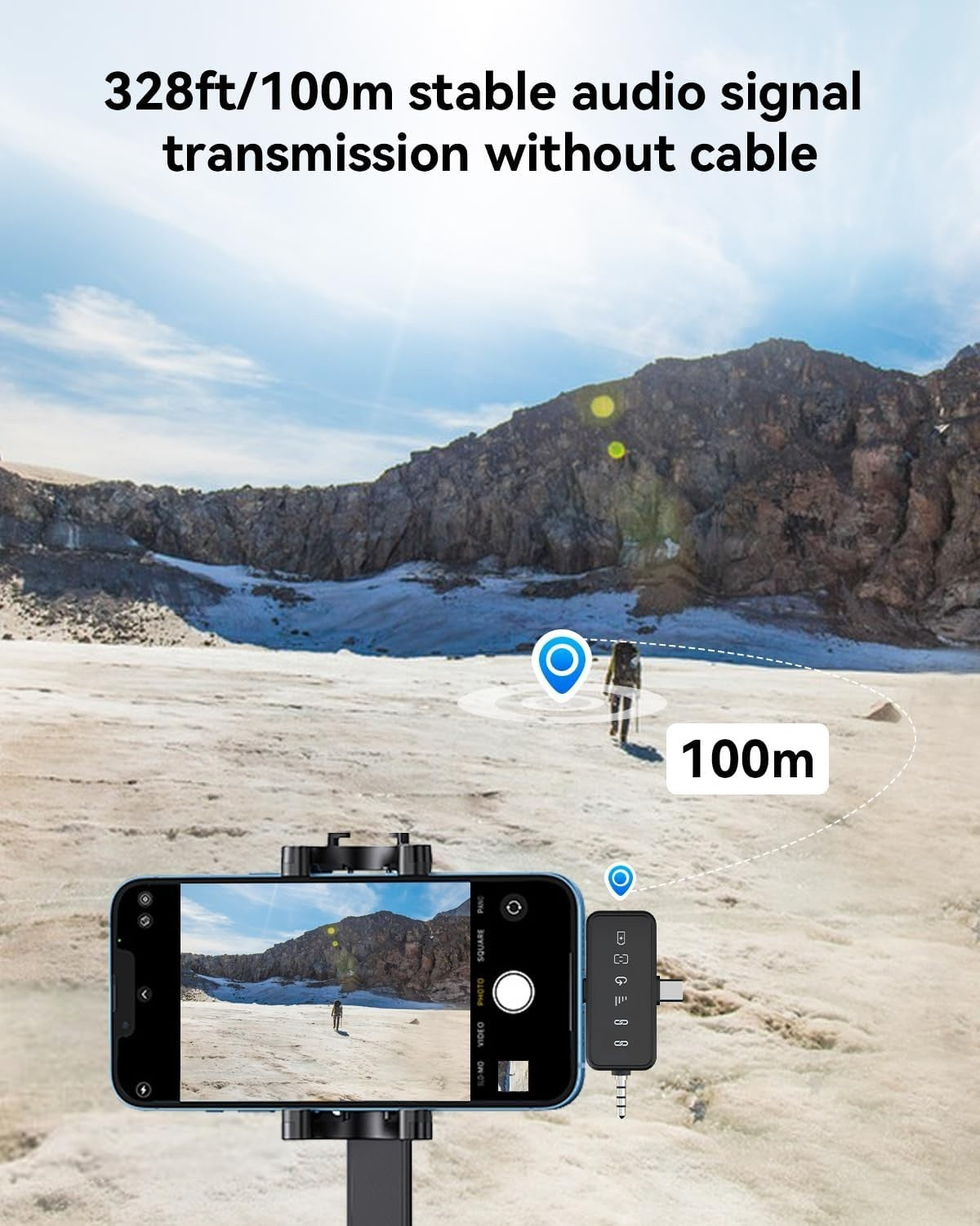 Wireless Lavalier Microphone PQRQP 3 In 1 For iPhone/Android/Camera