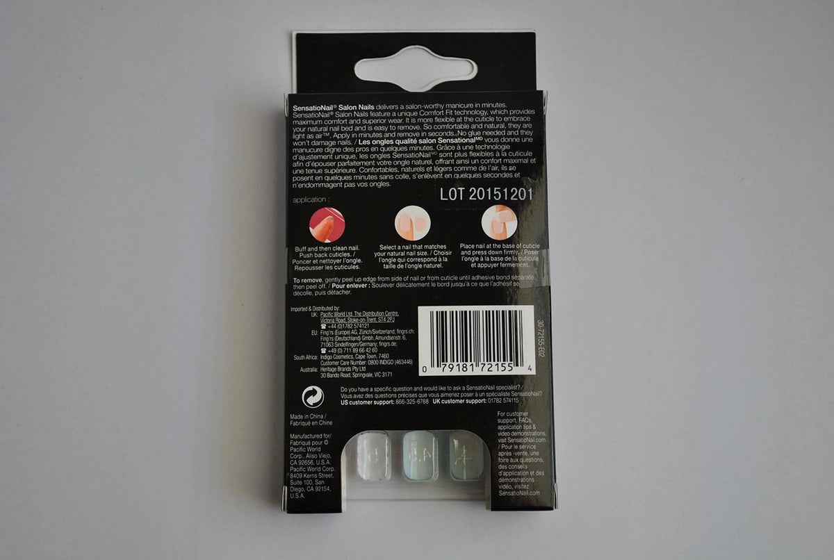Sensationail Salon Nails Set, 28 Nails, 14 Sizes, Short, Pre-Glued 72155