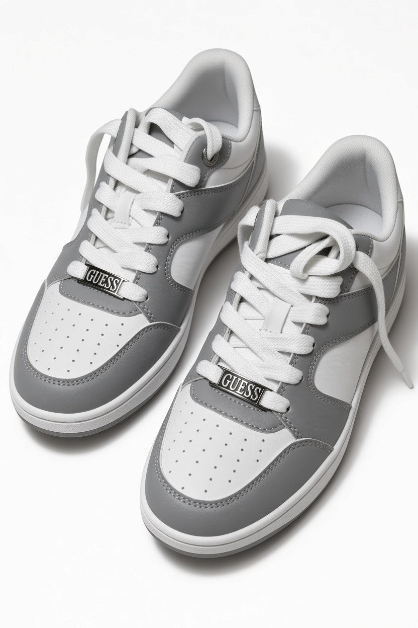 GUESS Lace-Up Sneakers Womens Gray/White Logo Athletic Casual