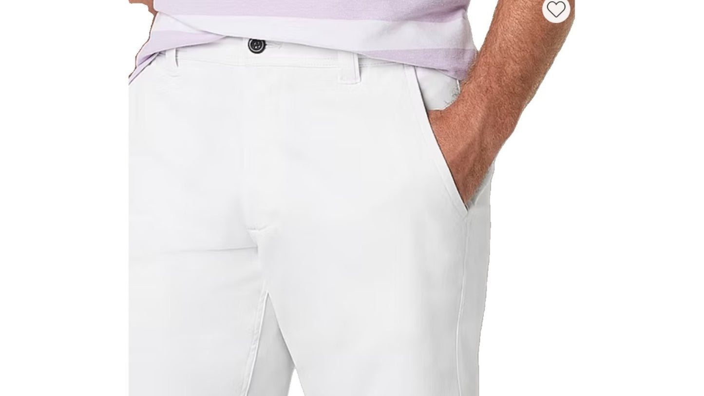St. John's Bay Men's 9" Mid Rise Stretch Fabric Chino Shorts White Size W34