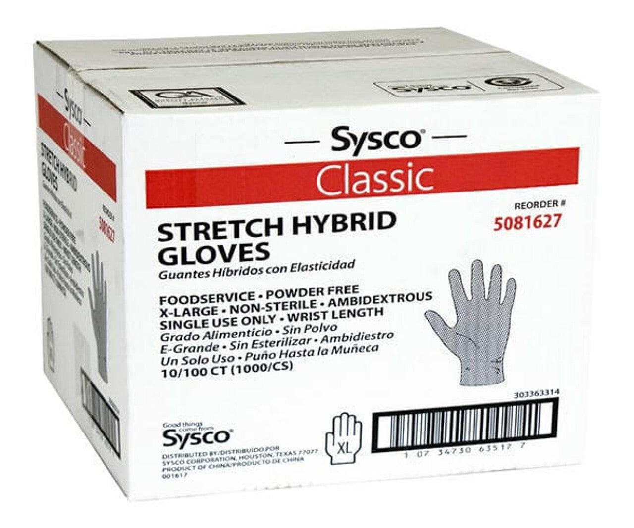 Sysco Classic Glove Poly Hybrid Stretch Clear Extra Large 5081627