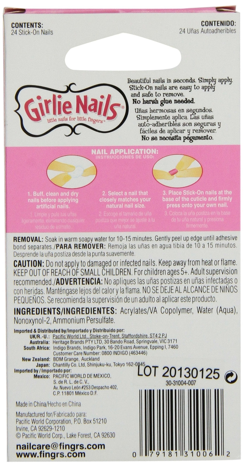 Pacific World Fingers Lil Fingers Nails Star, 24 ct