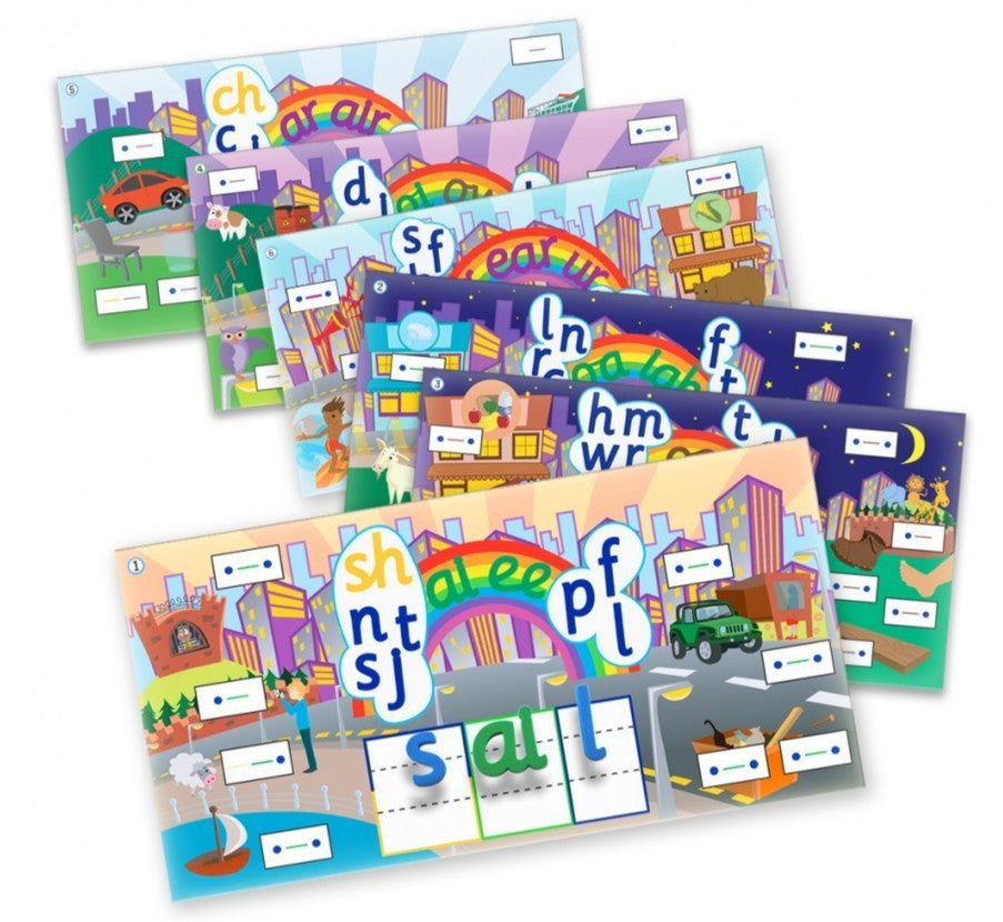 Junior Learning Rainbow Phonics Word City Vibrant Magnetic Learning Landscape