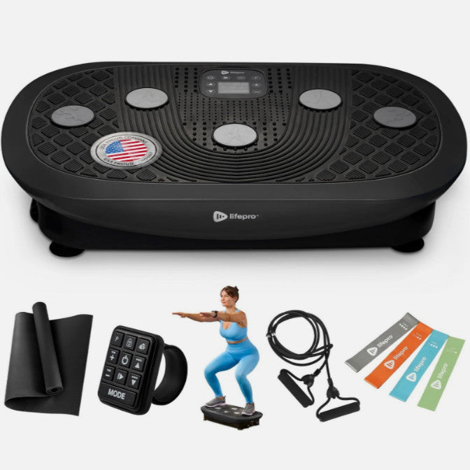 Lifepro 4D Vibration Plate Exercise Machine - Rumblex Plus/Pro Wrist Remot Black