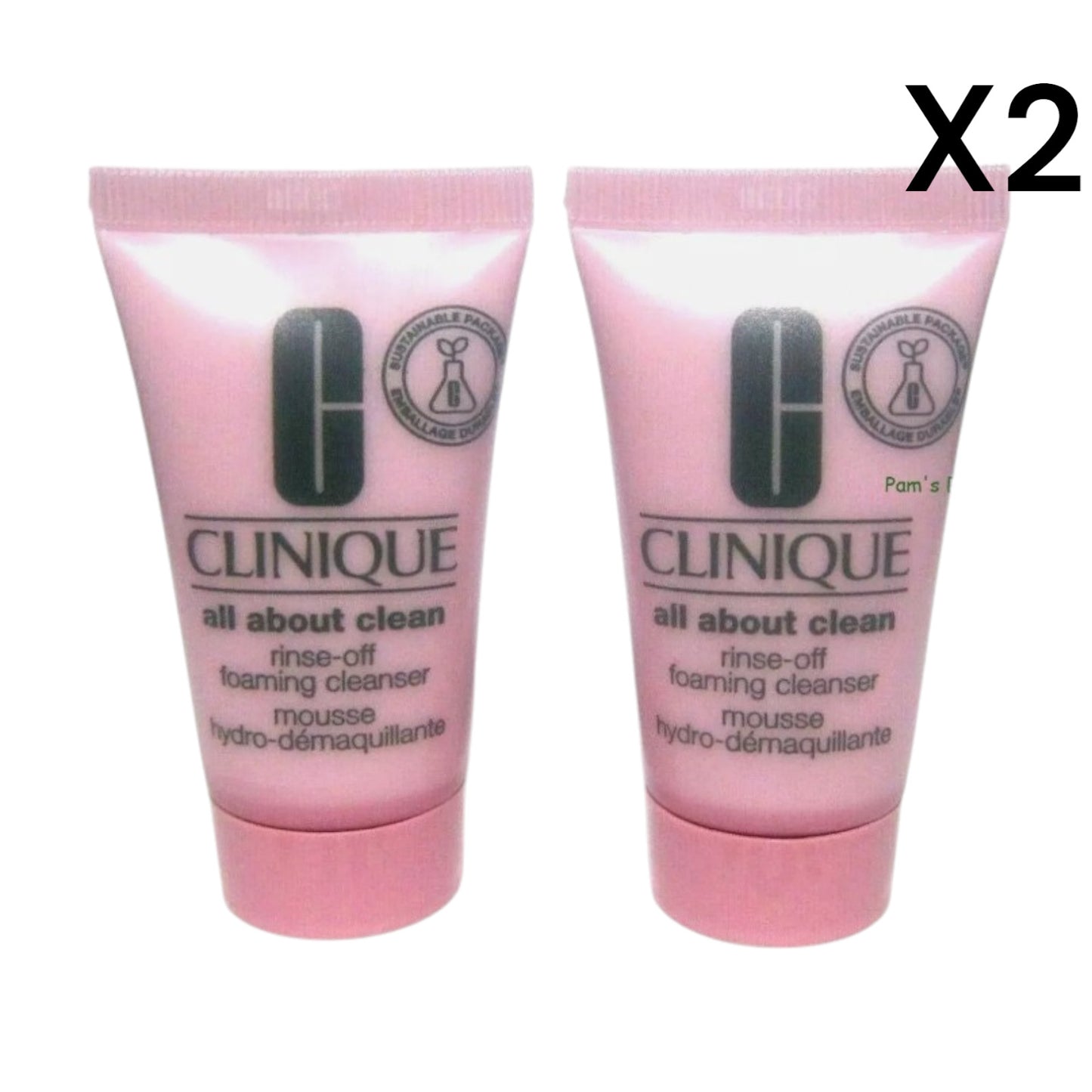CLINIQUE All About Clean Rinse-Off Foaming Cleanser Mousse x 2 MINIs (1oz each)