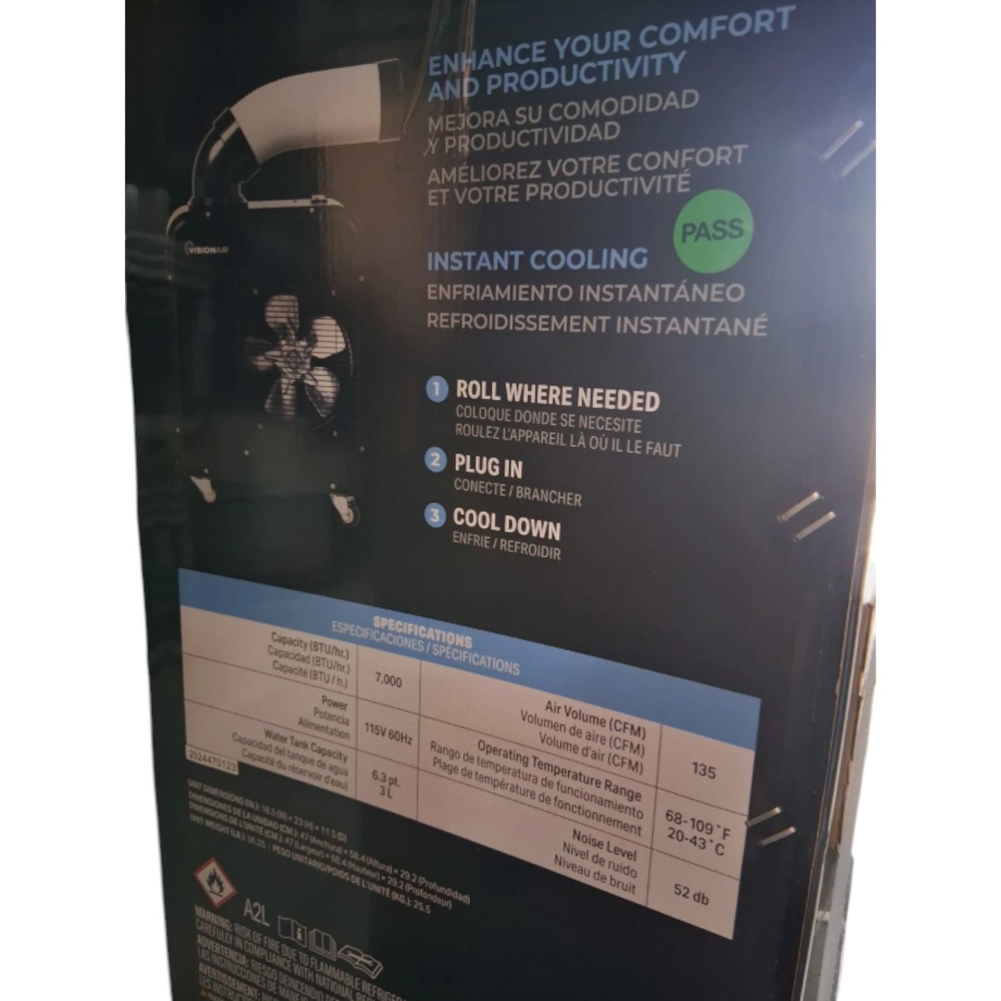 7,000 BTU Portable Indoor/Outdoor Spot Cooler Air Conditioner