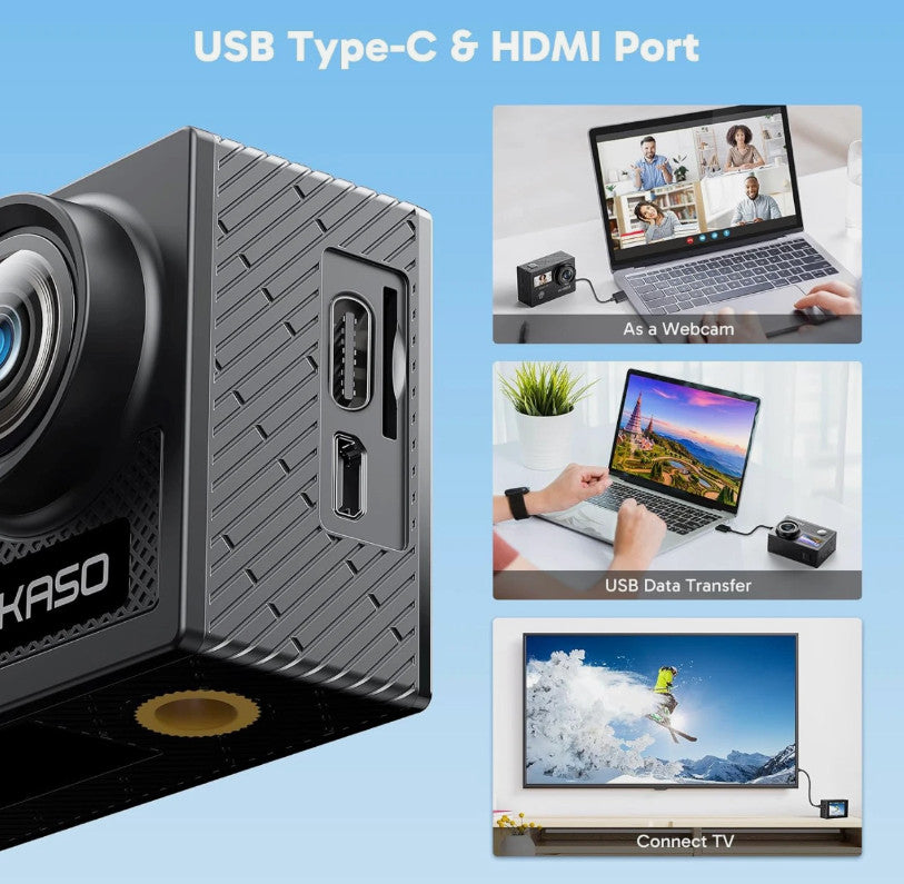 AKASO Brave 4 4K 20MP Underwater WiFi Action Camera with Accessories - Black