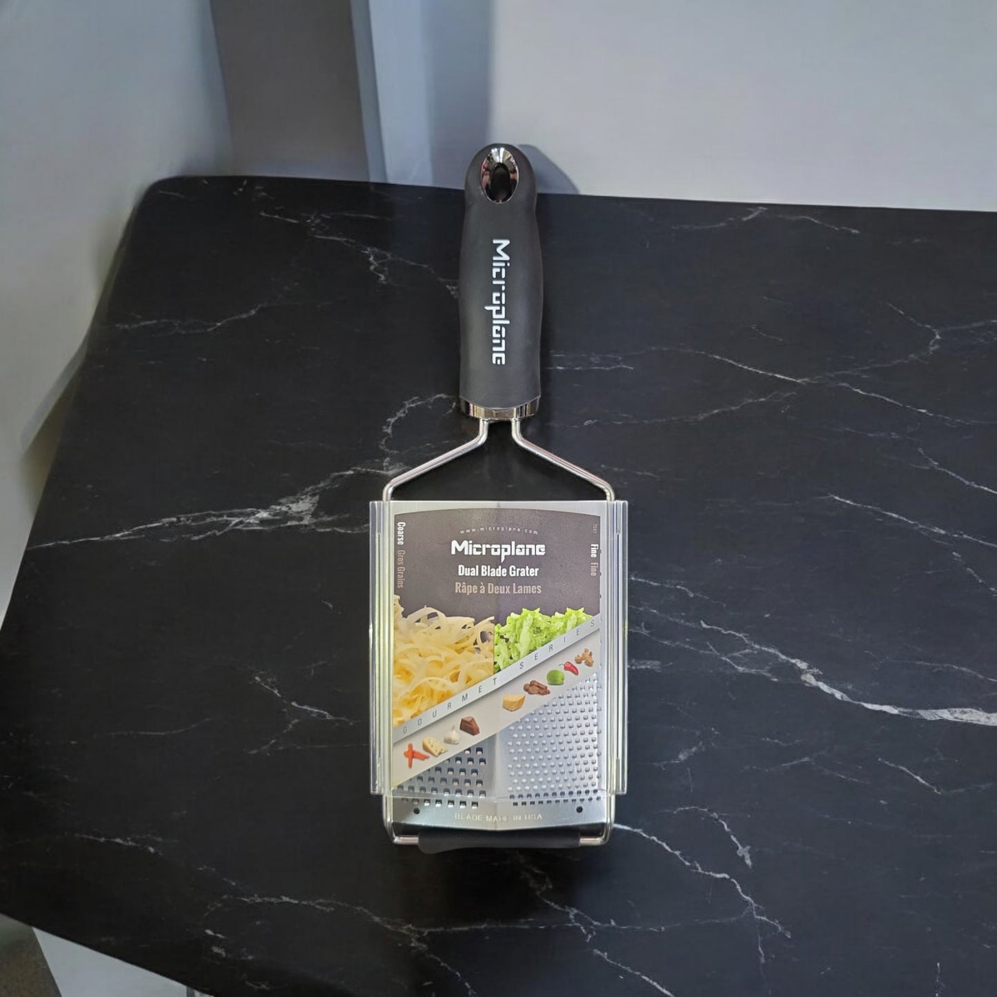 Microplane Gourmet Series Dual Grater- Fine/Coarse, Black, Stainless Steel