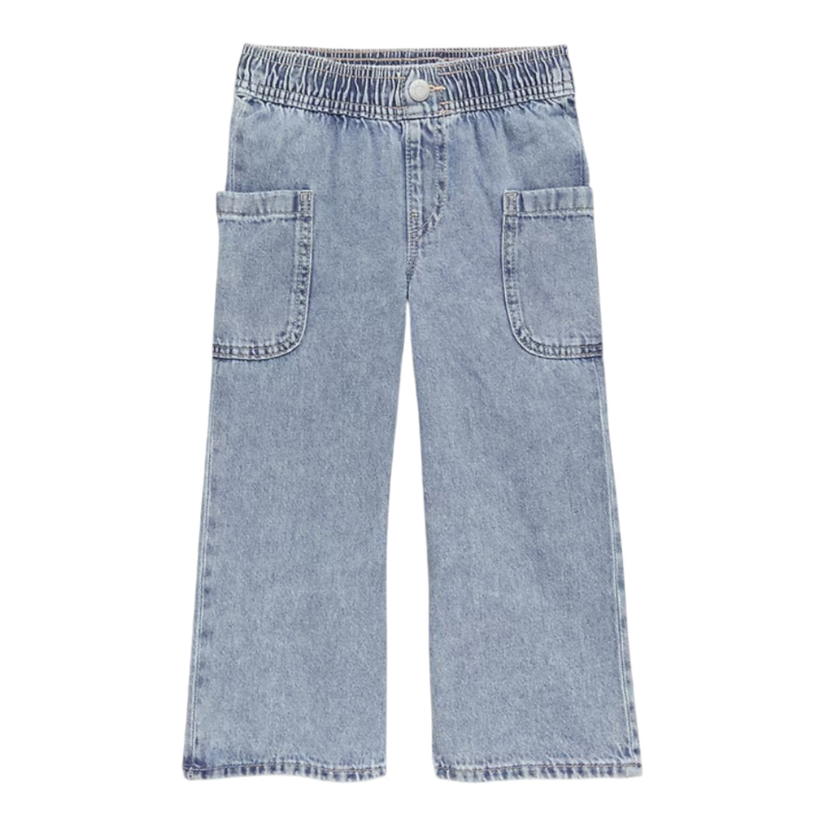 Old Navy Pull-On Baggy Wide-Leg Cargo Jeans for Toddler Girls, Light or Med Wash