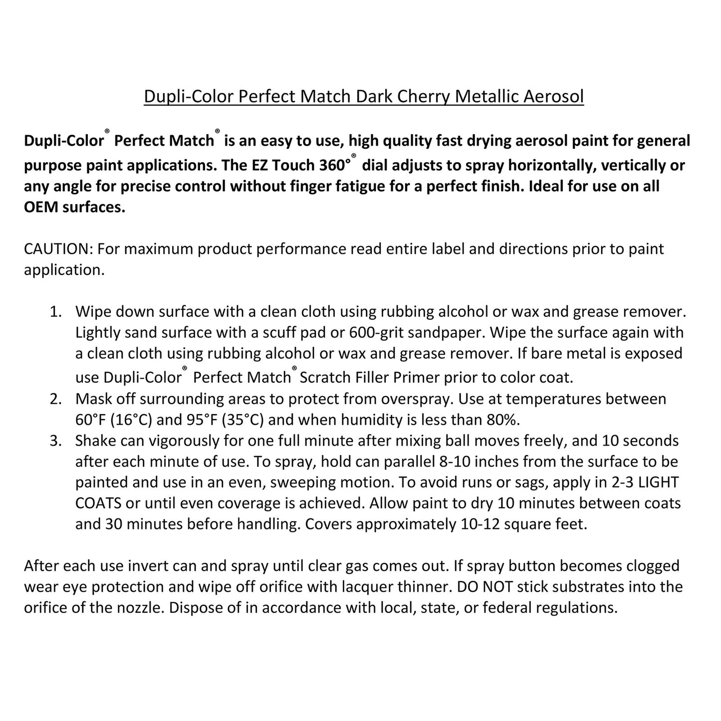 Dupli-Color EBGM04497 Perfect Match Automotive Spray Paint – General Motors Dar