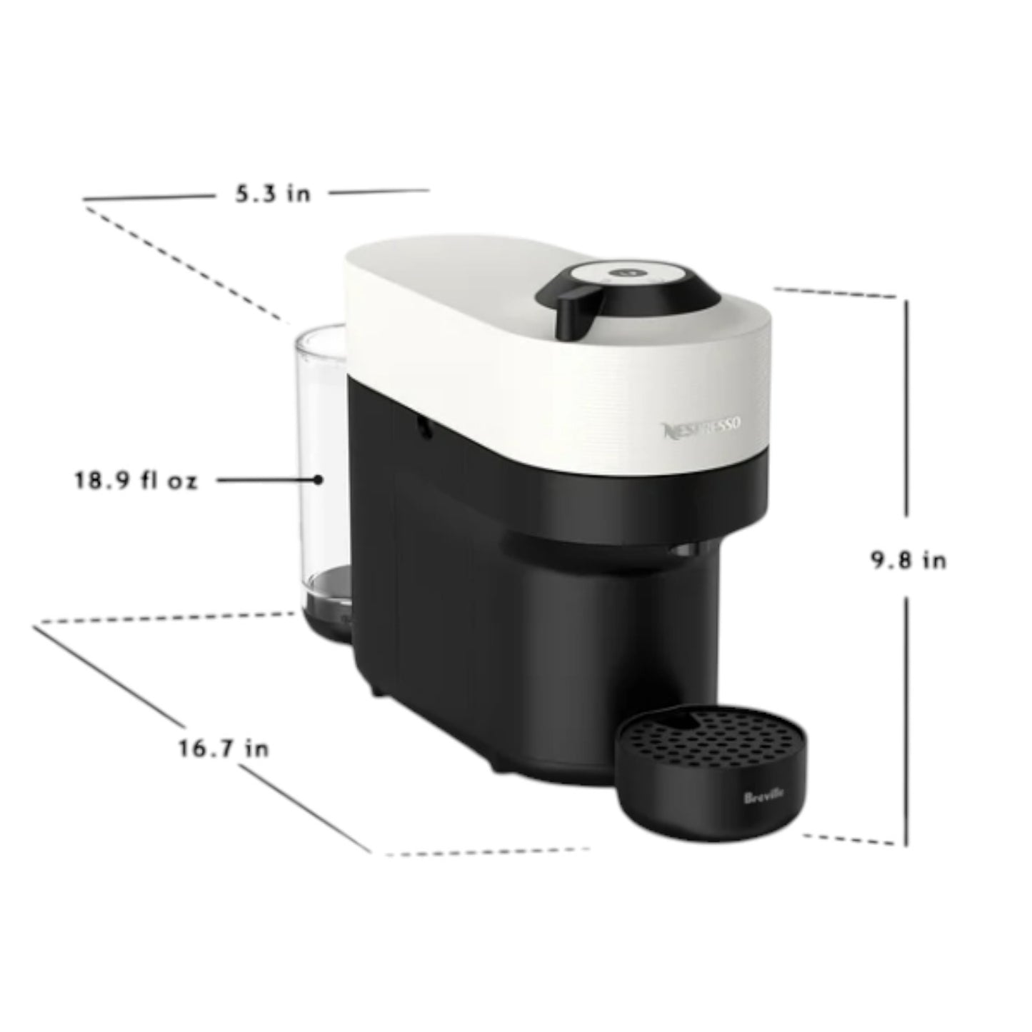 Nespresso Vertuo Pop+ White Coffee & Espresso Machine Breville Single Serve Make