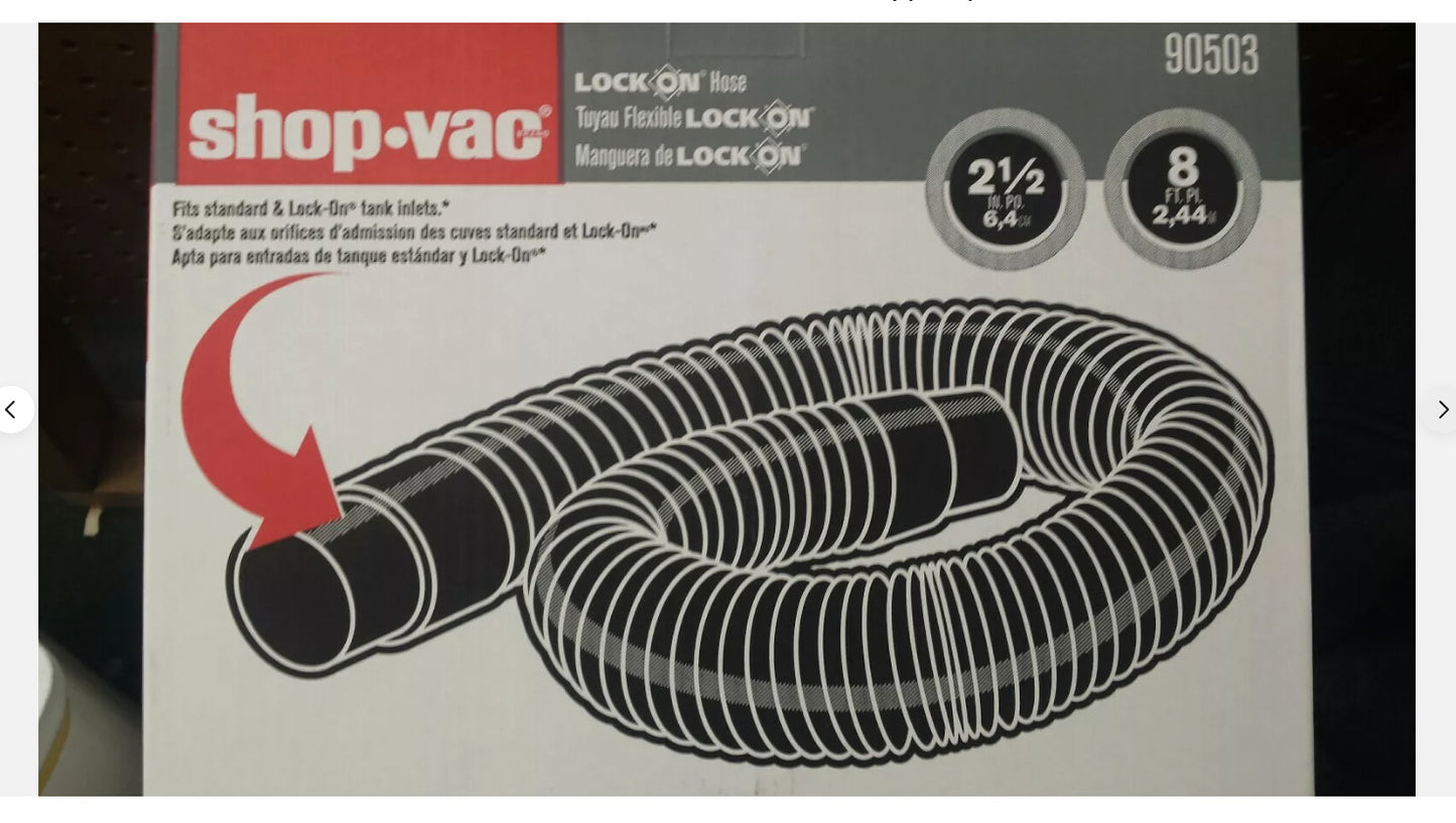 2.5" ShopVac 8ft Hose Replacement OEM 90503 NIB