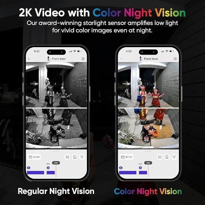 Wyze Wireless Duo Cam Doorbell, Battery, 2 Cameras, 2-Way Audio, Night Vision