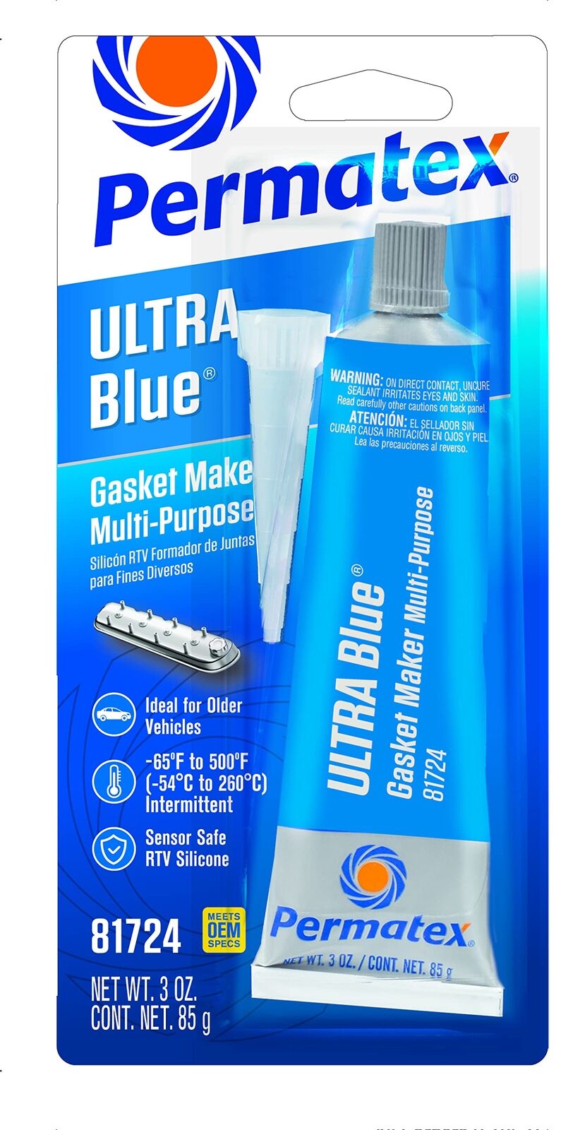 Permatex 85519-6PK Sensor-Safe Ultra Blue RTV Silicone Gasket Maker, 9.5 oz. Po