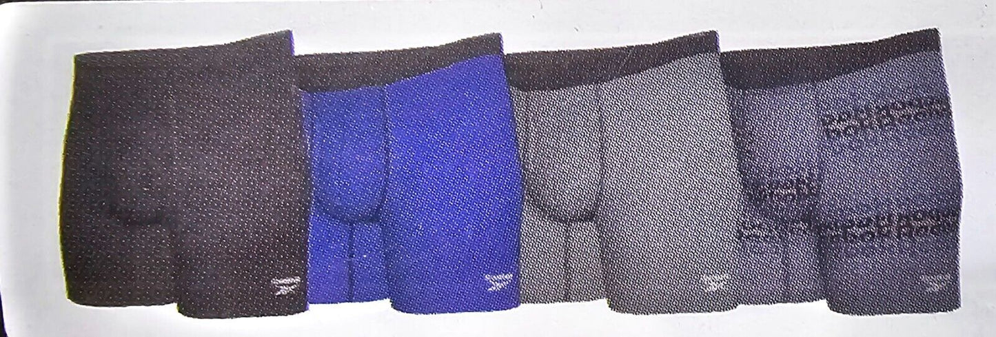 Reebok Men's 4-Pack Performance Boxer Briefs Blue/Grays/Blacks, 2XL (44-46)