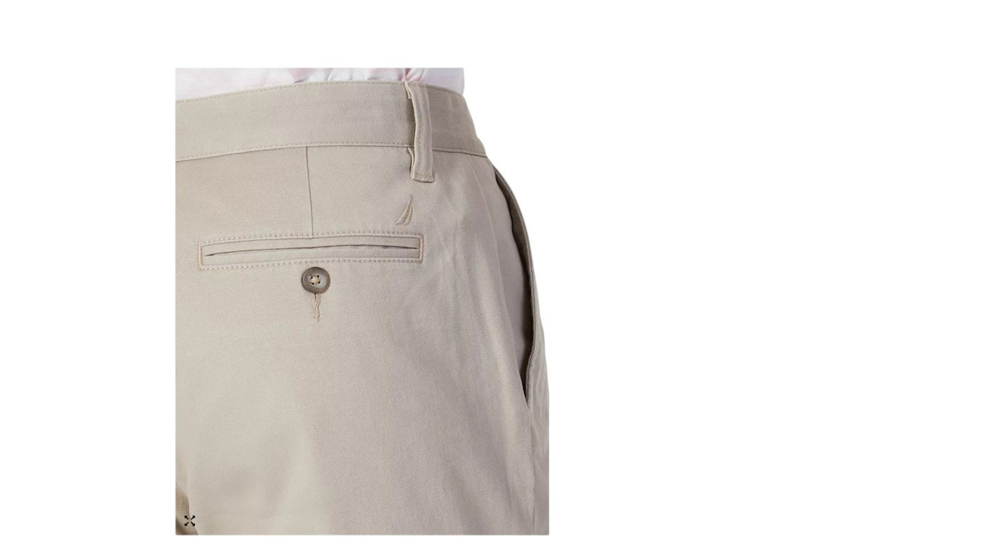Nautica Men's Classic-Fit Stretch Solid Flat-Front Chino Deck Pants