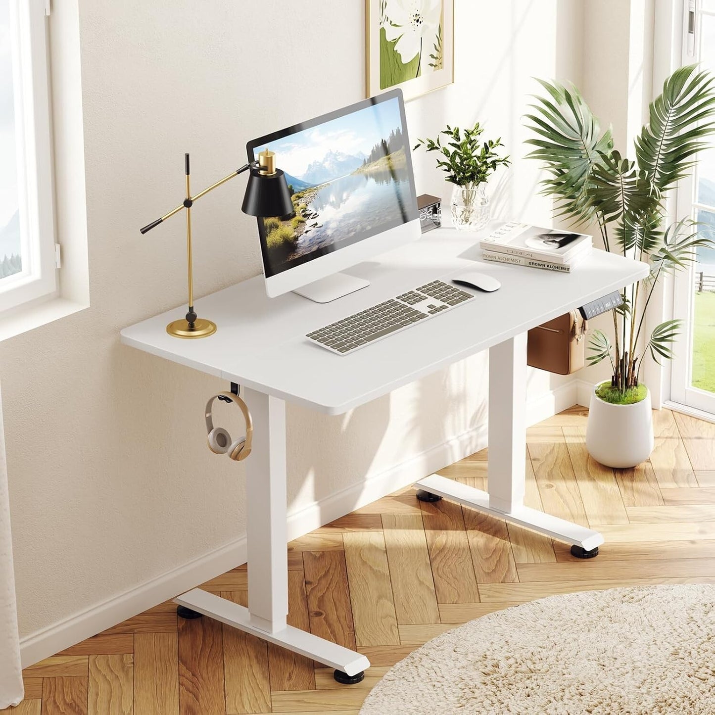 28-48" Electric Sitting Standing-up Desk Adjustable Height Computer Table Office