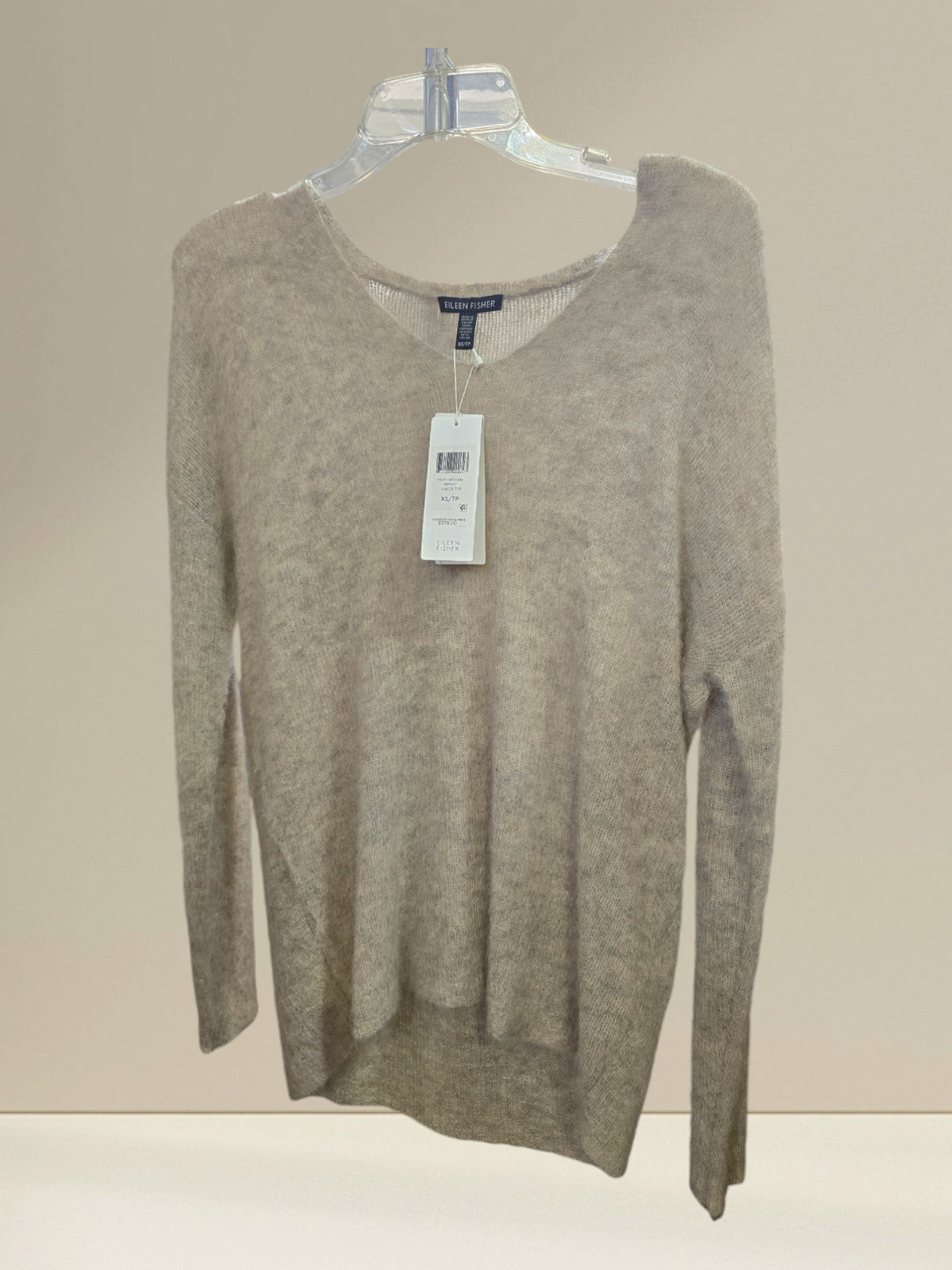 Eileen Fisher Brushed Alpaca Mohair V Neck Top, XS/TP
