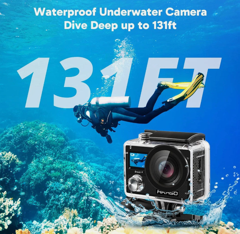 AKASO Brave 4 4K 20MP Underwater WiFi Action Camera with Accessories - Black