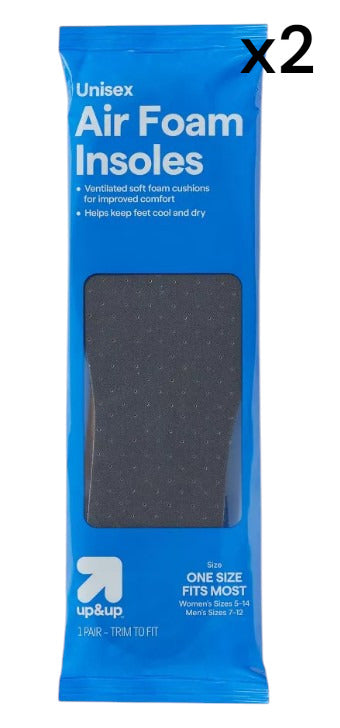 2 Pack - Air Foam Insoles Extra Thick Cool & Dry Cushions, 1 Pair x 2