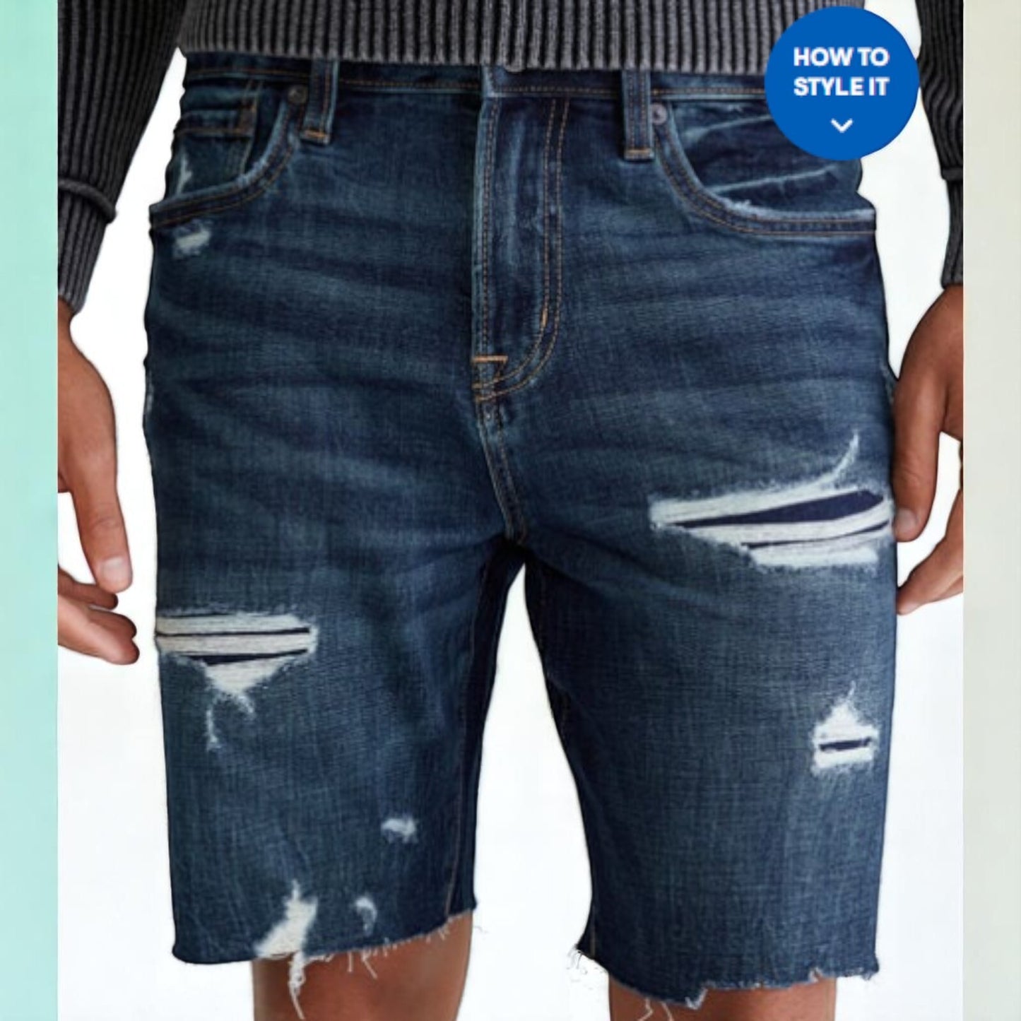 Aeropostale Aero2 Premium Air Denim 9" Above The Knee Men's Shorts