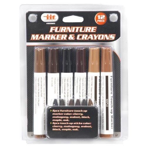 12 pc Furniture Marker & Crayon Touch up Set Furniture Stain Cherry Maple Oak