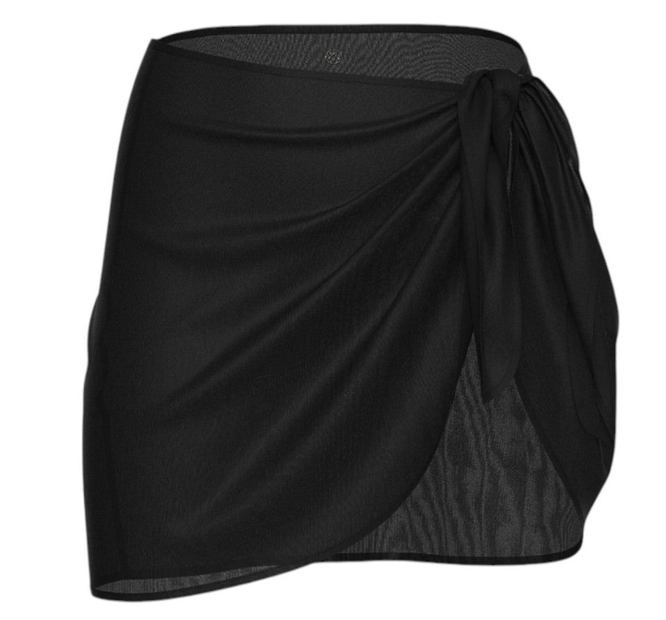 VICTORIA'S SECRET SWIM Sheer Crinkle Mini Sarong, Beach Cover-up, Black - Size M