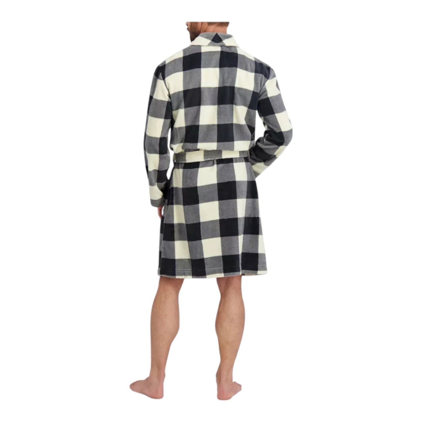 Hanes Men's Adjustable Plush Robe - Grey Plaid - S/M & L/XL