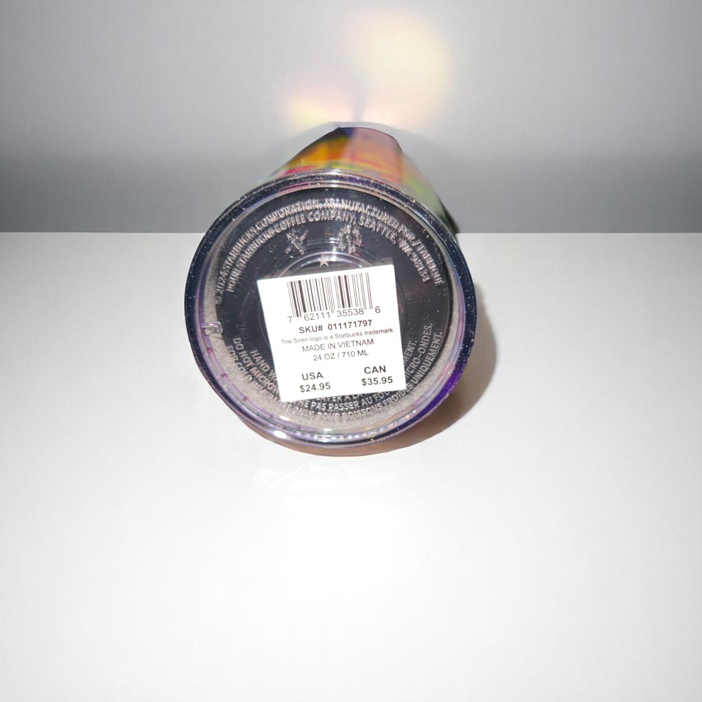 Starbucks Holographic 24oz Tumbler with Glow Dark Straw top NEW Limited Edition